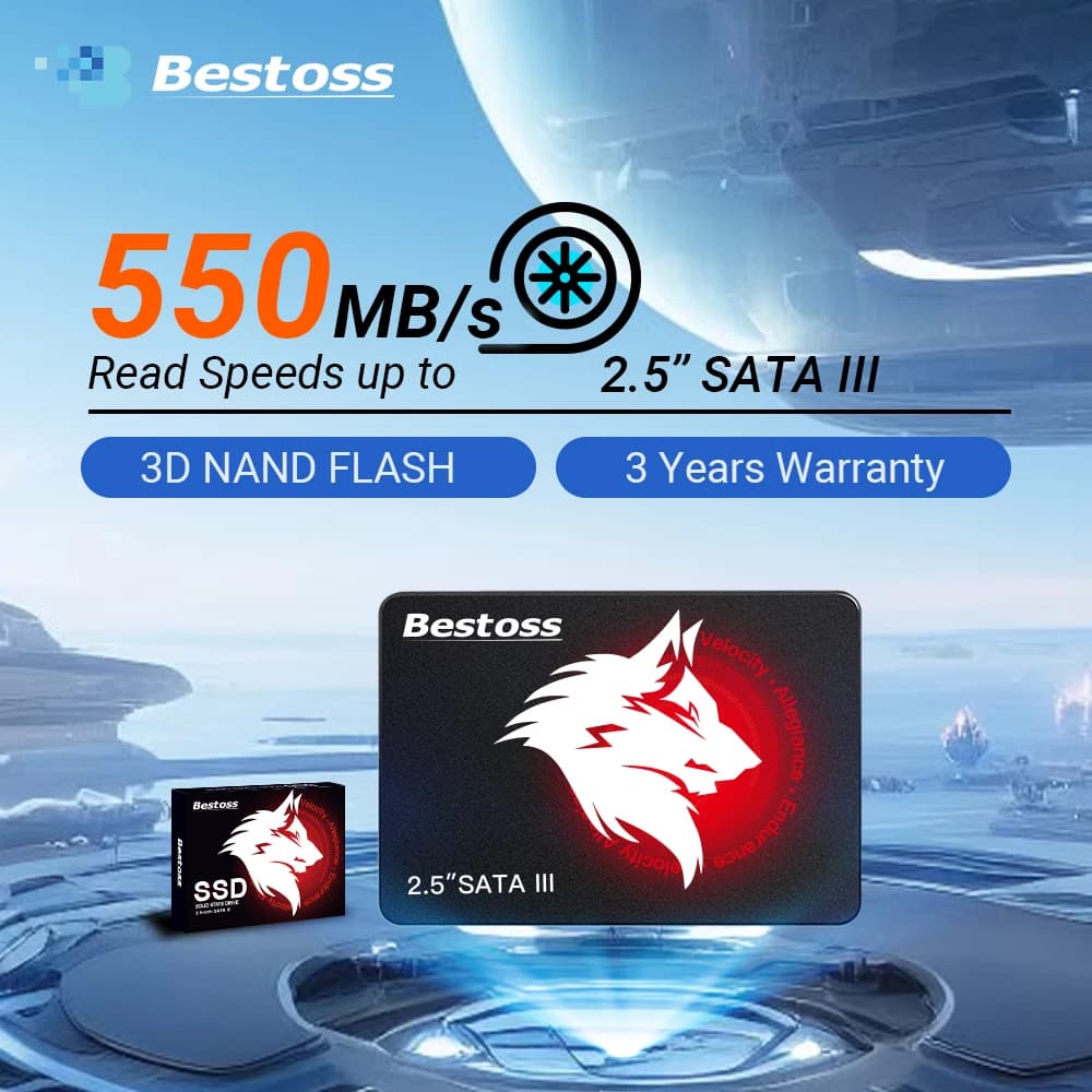 Bestoss Ssd Interno 2.5 SATAIII 1TB 512GB 128GB SSD 2TB 4TB HDD Disco rigido 256GB SSD Drive per notebook portatile