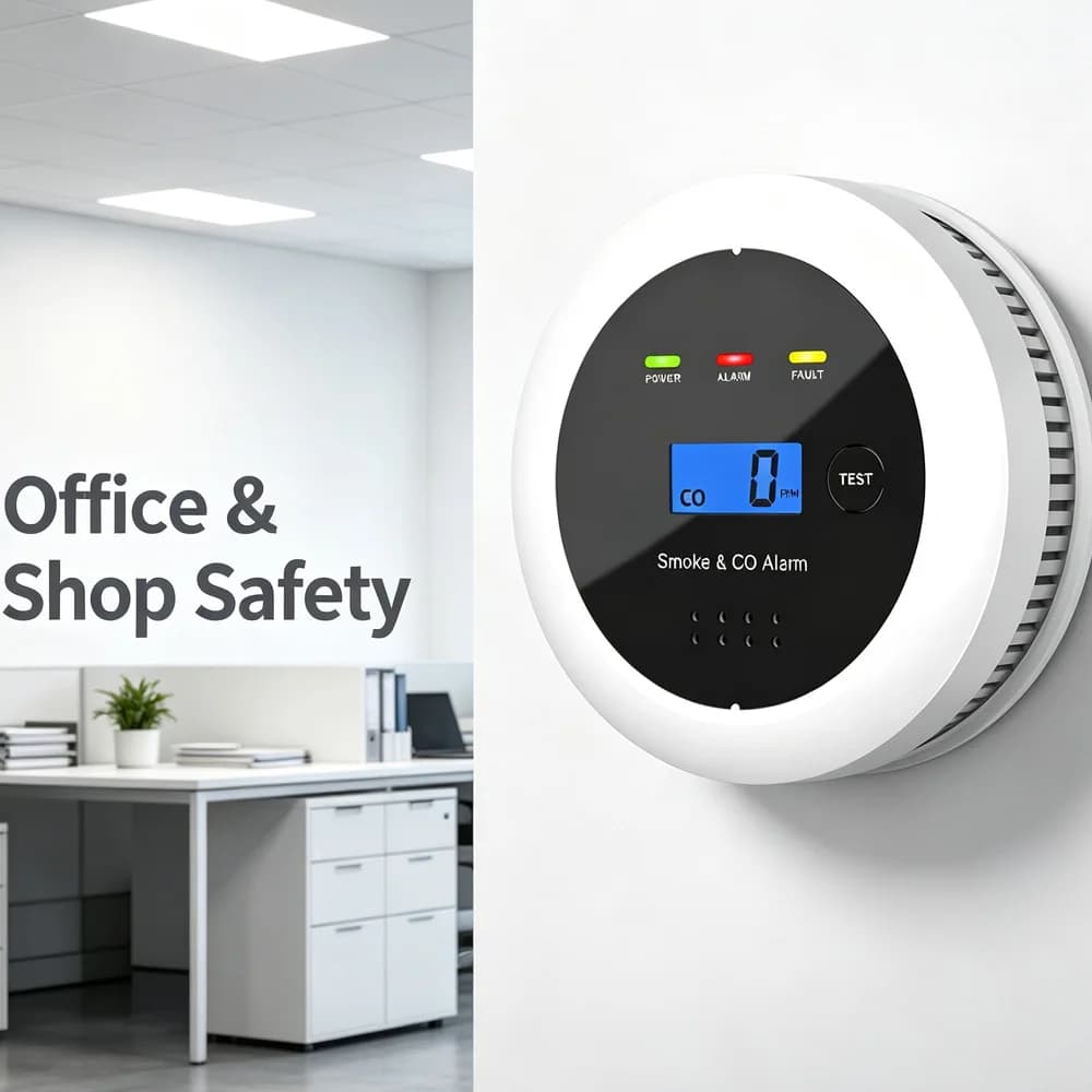 Dual Sensor Smoke and CO Alarm Detector, LCD Display Carbon Monoxide Smoke Monitor Loud Alarm Fire & Gas Safety for Residential