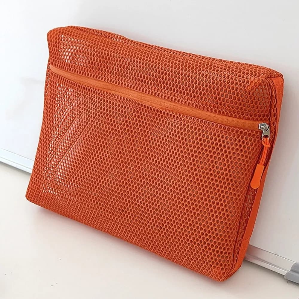 Borsa portaoggetti casual in nylon con cerniera, pochette multiuso in rete per cosmetici e articoli da toilette da viaggio