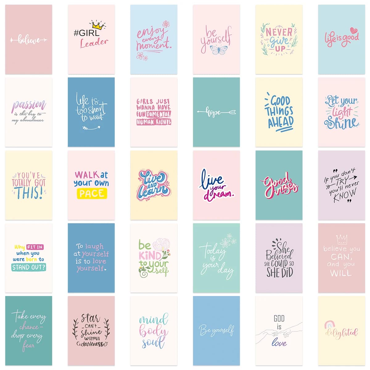 30 pezzi Love Yourself Affermazioni di autogonferenza Citazioni Carta per i suoi regali di compleanno Album fotografico o decorazione della parete della stanza