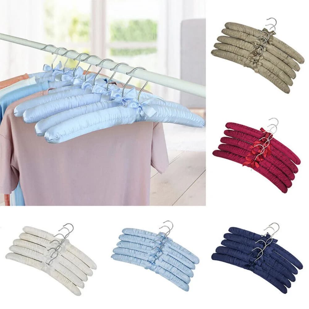 Clothes rack padded in satin with 5 pieces Clothes rack wrapped in silk