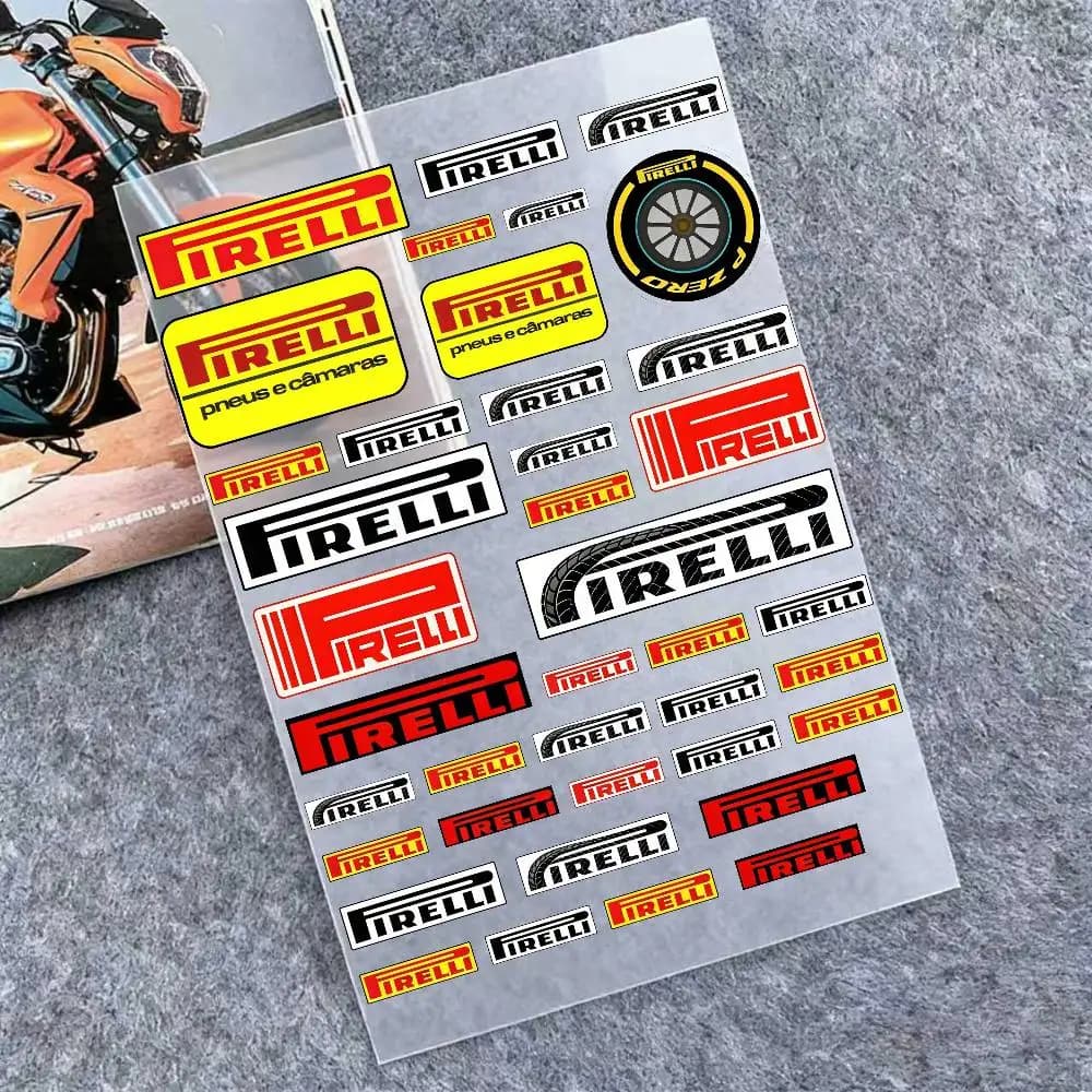 Adesivi Riflettenti Impermeabili PIRELLI per Moto, Casco, Scooter, Serbatoio Carburante, Cassetta Attrezzi, Racing