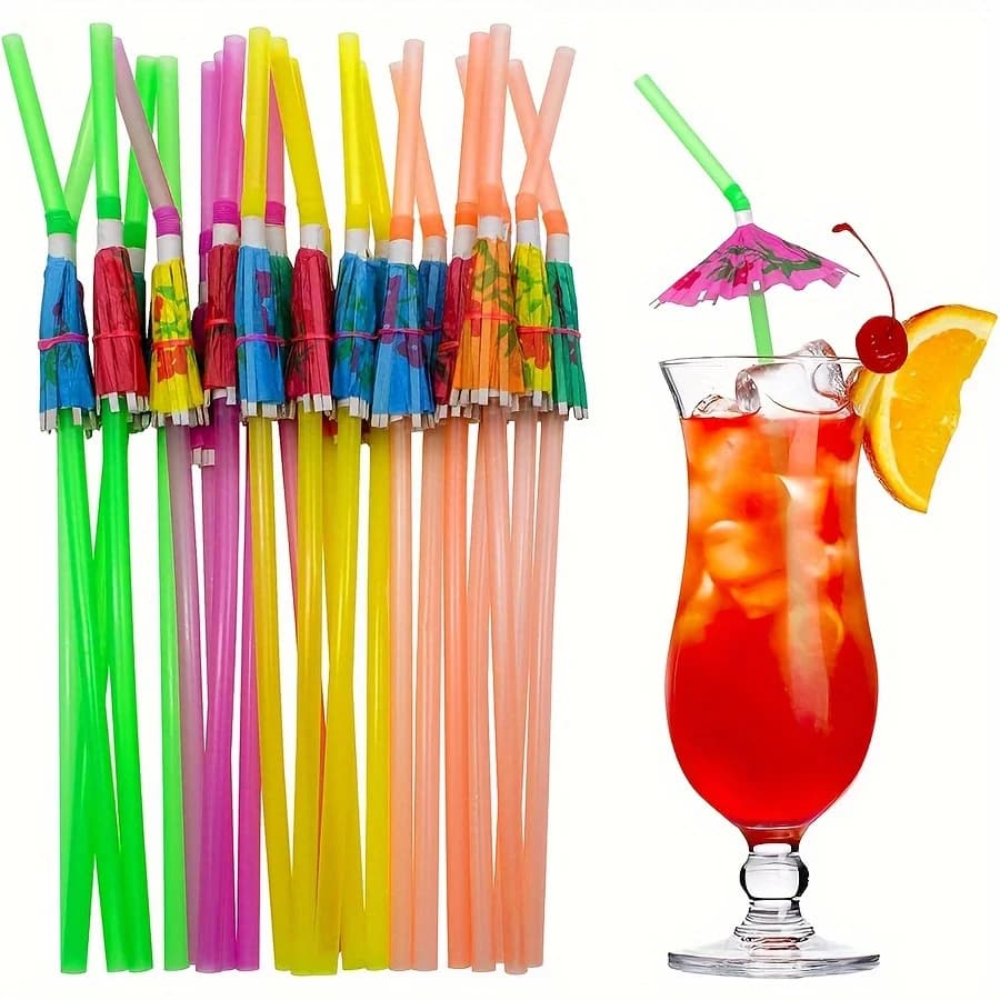 20/50 pz 9.45 "Mini Paralumi di Carta Colorati Agitatori da Cocktail per Feste in Spiaggia Luau Hawaiane Bar di San Valentino JXB