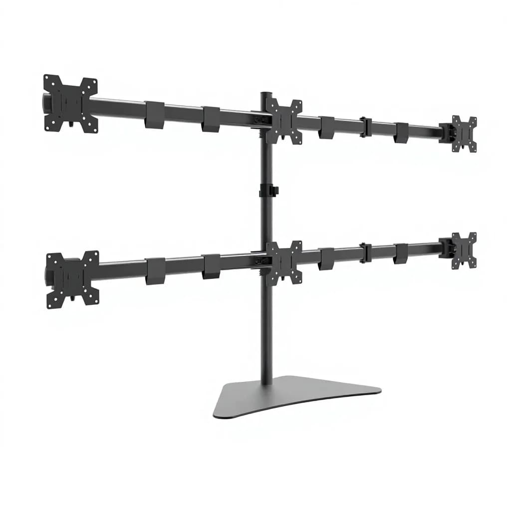 New 6-Monitor Desktop Mount Stand For 15-30 Inch Screens VESA 75x75/100x100 90 Degrees Tilt 8KG Capacity (T600)