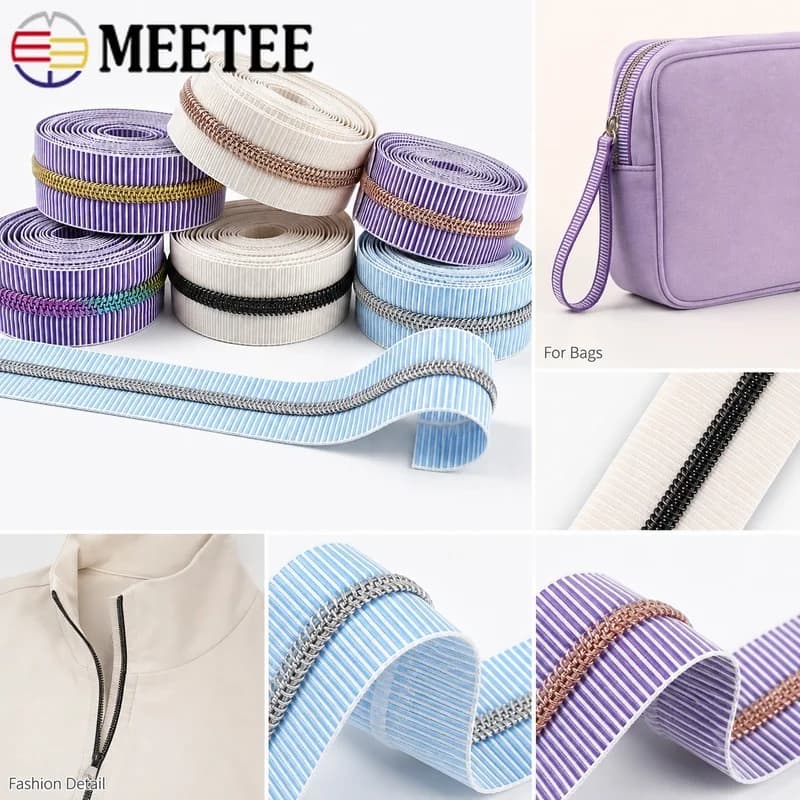 5-20M 5# Nylon Zipper Tape Continuous Decorative Coil for Handbag Pouch Wallet Garment Fashion Cut Length Small Batch Sewing DIY