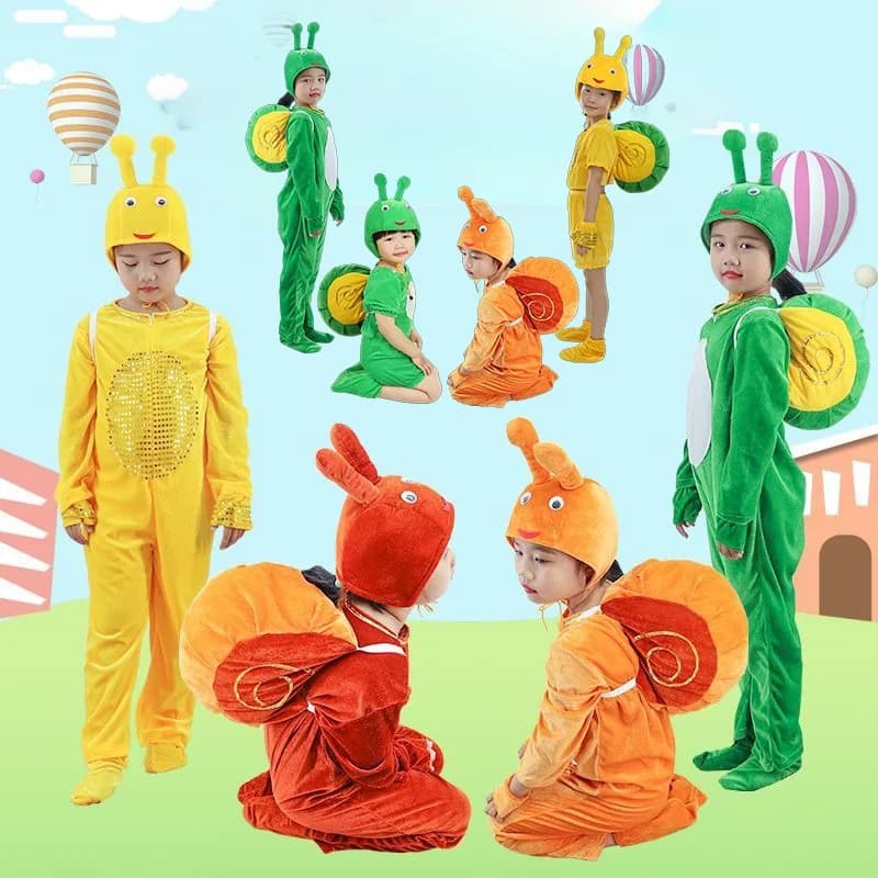 Costume da lumaca per bambini per ragazzi e ragazze Set di abbigliamento per lumache per bambini, lumaca, festa di Halloween, cosplay, vestiti per animali molusco