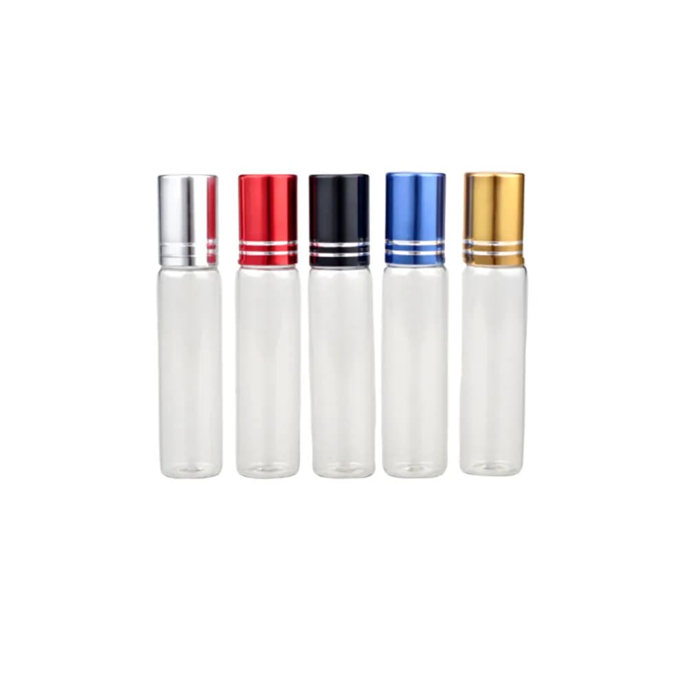 5Pcs Essential Oil Roller Bottles Glass Empty Bottle 10Ml Leakproof Refillable Subpackaging Bottle Travel Use Multiple Colors