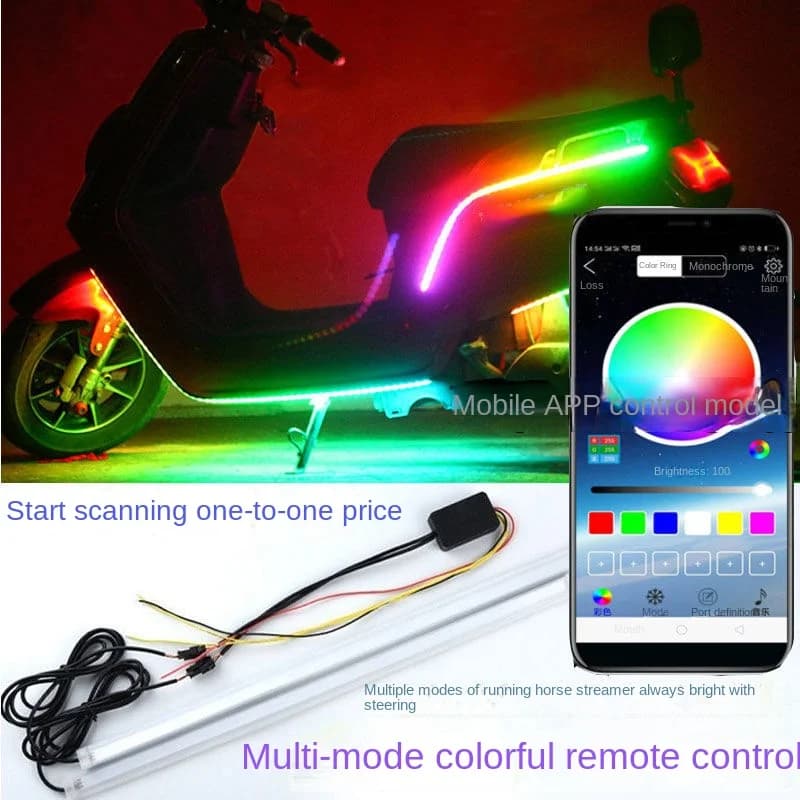 RGB APP LED Motorcycle Foot Light Flexible Remote Control Waterproof Sound Control 12V Moto Strip decorative lamp