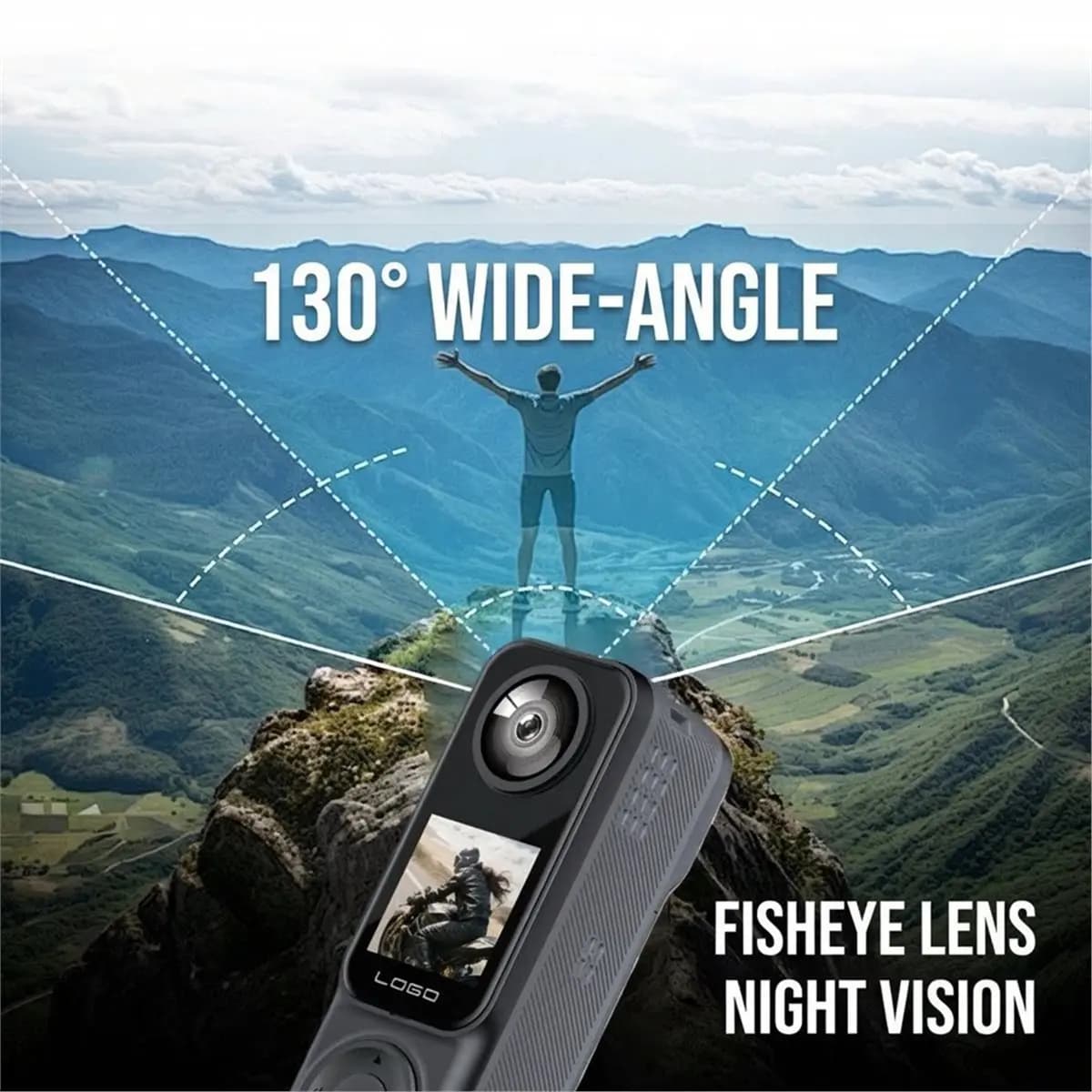 Nices 4K Front Dual Lens Action Camera Rear WiFi Sports Cam with 130° Wide Angle Night Vision for Bicycle Motorcycle Vlog