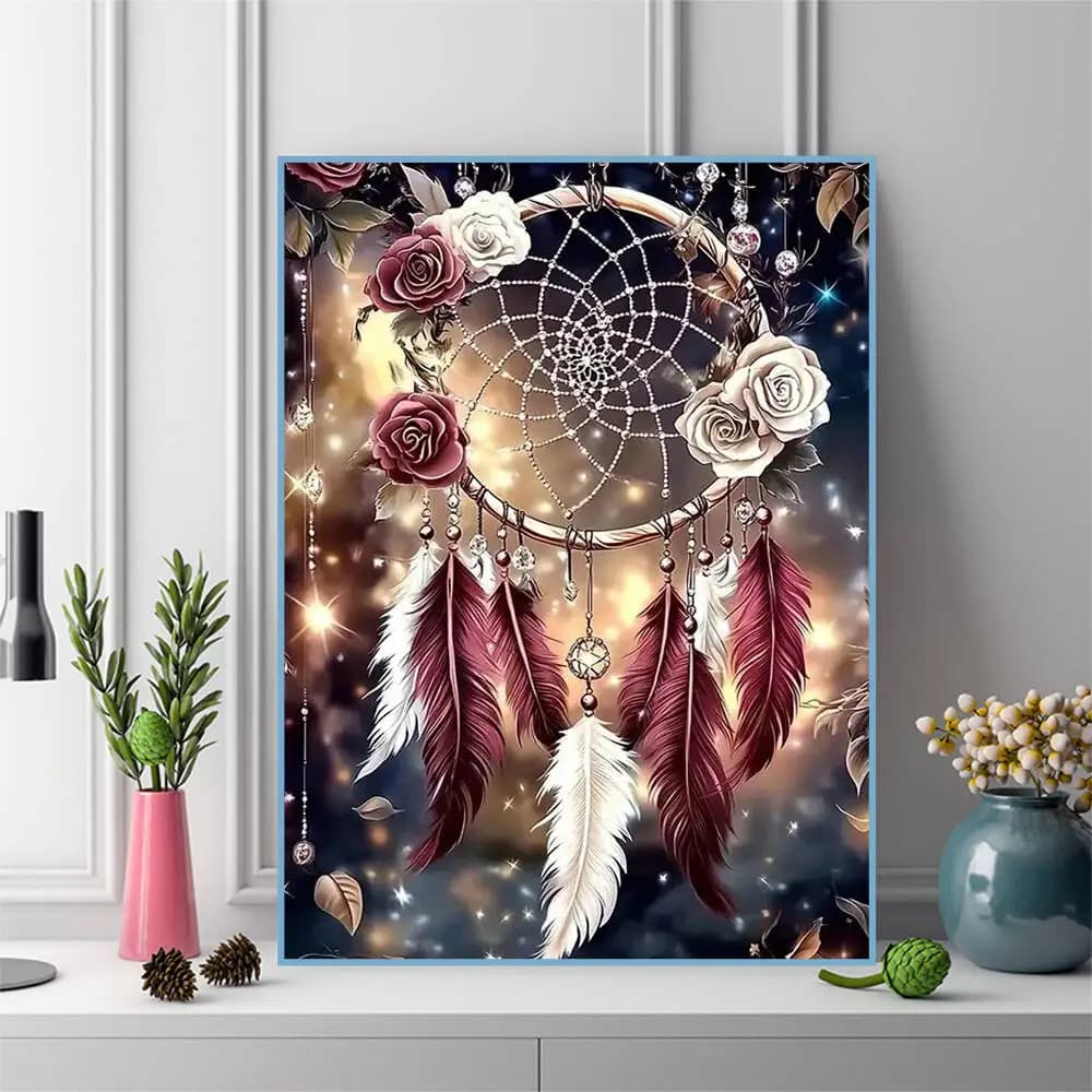 New Arrival Diamond Mosaic Dreamcatcher Landscape DIY Flower Diamond Painting Feather Craft Kit Embroidery Handmade Gift