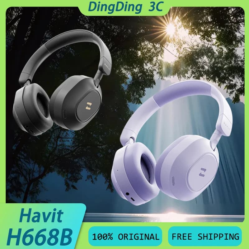 Havit H668BT Hybrid Wireless Headphone with Active Noise Cancellation Bluetooth5.4 Space Sound Effects Custom E-sport Game Headphones