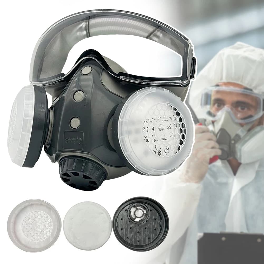 Powder-proof integrated respirators mask, industrial grade full face dust mask with glasses, reusable respirators in half face