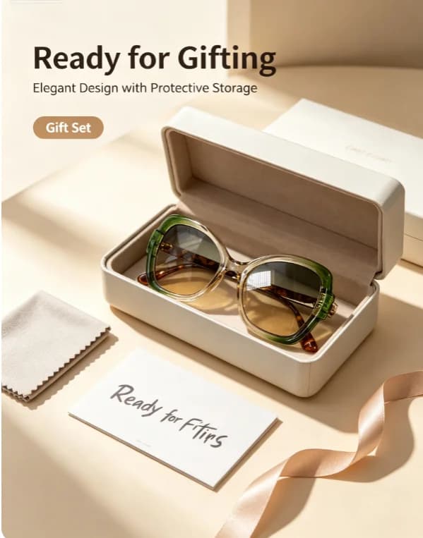 Unisex Retro Gradient Green Square Sunglasses Two-tone Transparent Frame Tortoise Temples Light Yellow Gradient Lens UV400 Protection Fashion Oversized Shades For Women Men Outdoor Beach Travel Eyewear