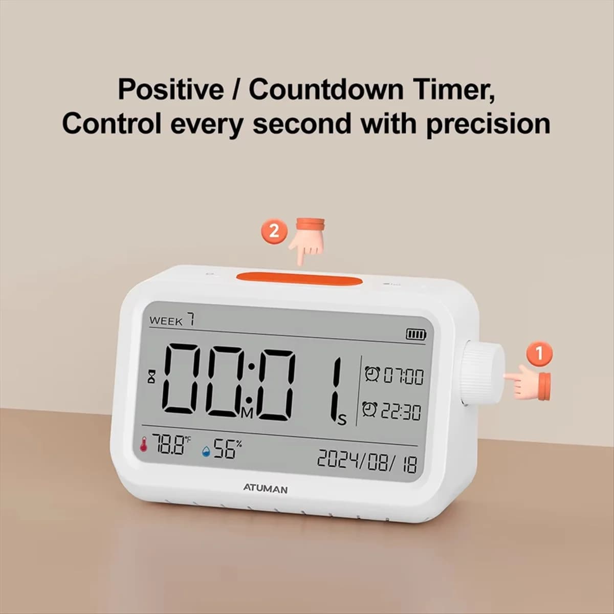AB53 MT2 Thermohygrometer Alarm Clock Multi-Function Temperature and Humidity Meter Sensor Weather Station Clock Night Light