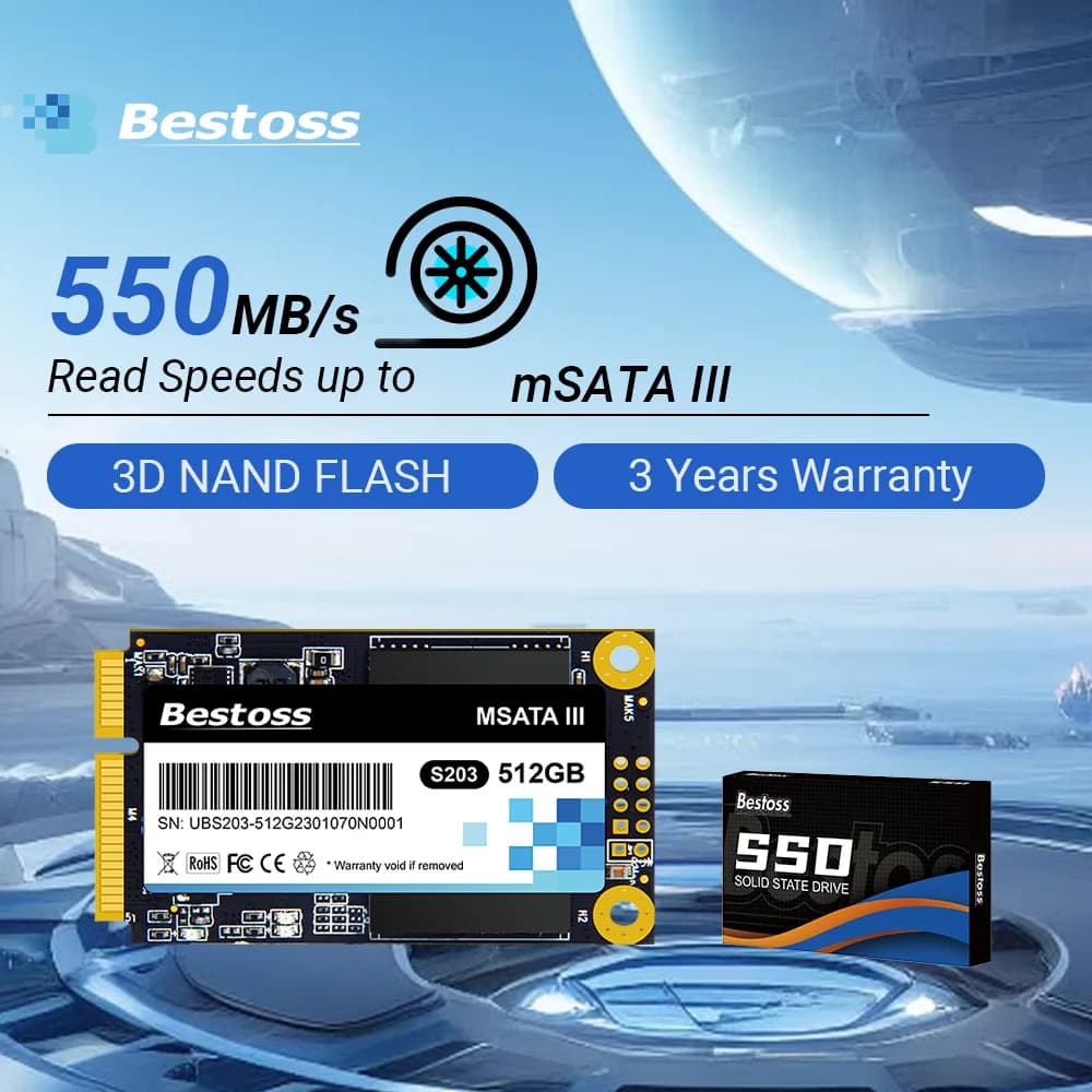 Bestoss mSata SSD 1 tb 512 gb 256gb Mini Sata 3.0 Disco rigido 128gb Disco rigido interno a stato solido per computer desktop portatili
