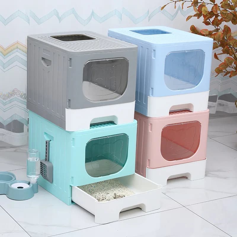 Lettiera per gatti Tipo di cassetto completamente chiuso Lettiera per gatti di grandi dimensioni antispruzzo e a prova di odore Toilette per gatti Forniture per animali domestici Catnap