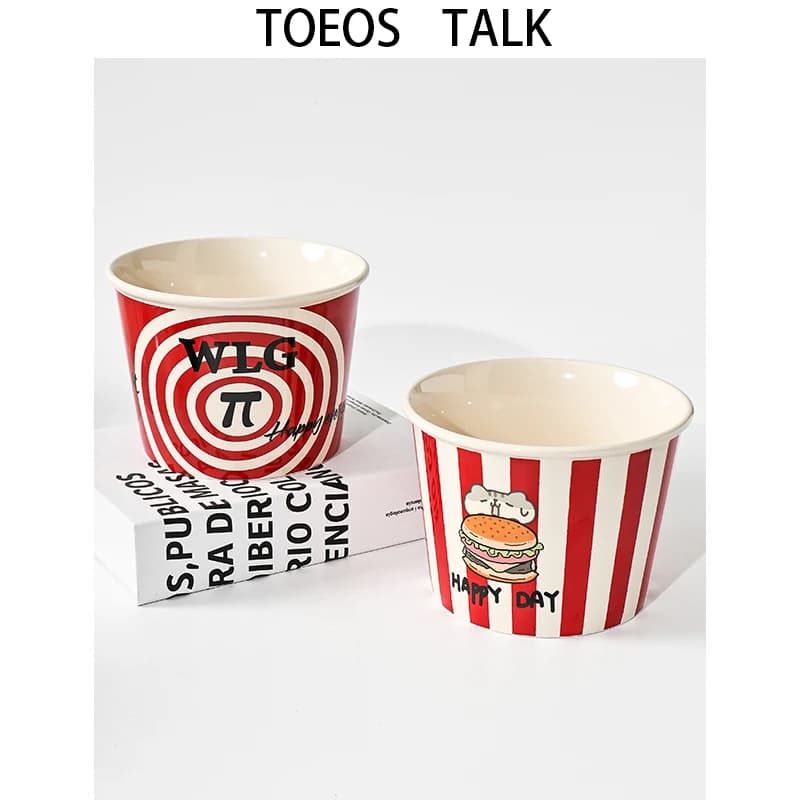 Desktop Family Photo Trash Can Coverless Cute Creative Snack Waste Paper Basket Storage Bucket Ceramic Material