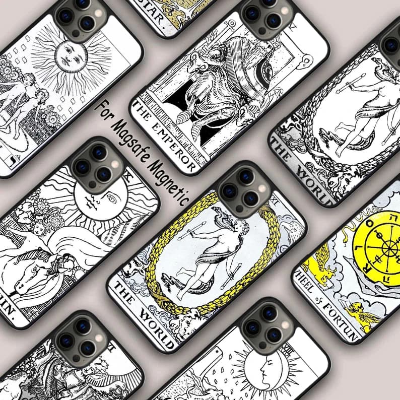 Custodia Magnetica per Telefono con Carte dei Tarocchi e Astrologia Sole Luna per APPLE iPhone 17 Air 16 14 13 12 Pro Max 15 Plus Cover Wireless MagSafe