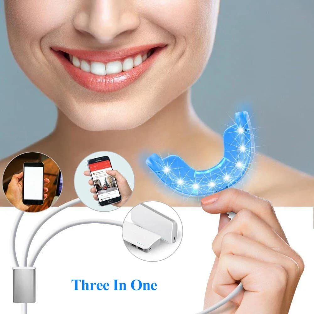 Portable Teeth Whitening Device 3 in 1 USB Charge 16 LED Blue Light Whitening Tool Teeth Care Tool