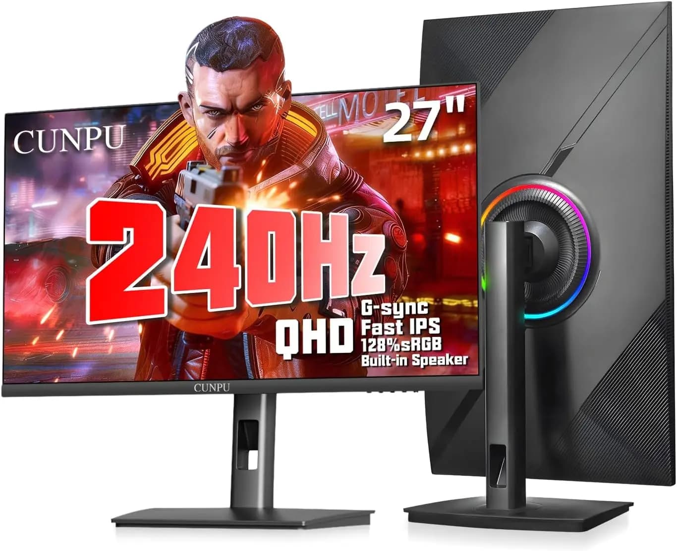 Monitor da Gaming 27 Pollici 1440P 240Hz Fast IPS con FreeSync, G-Sync, HDR, Supporto Regolabile