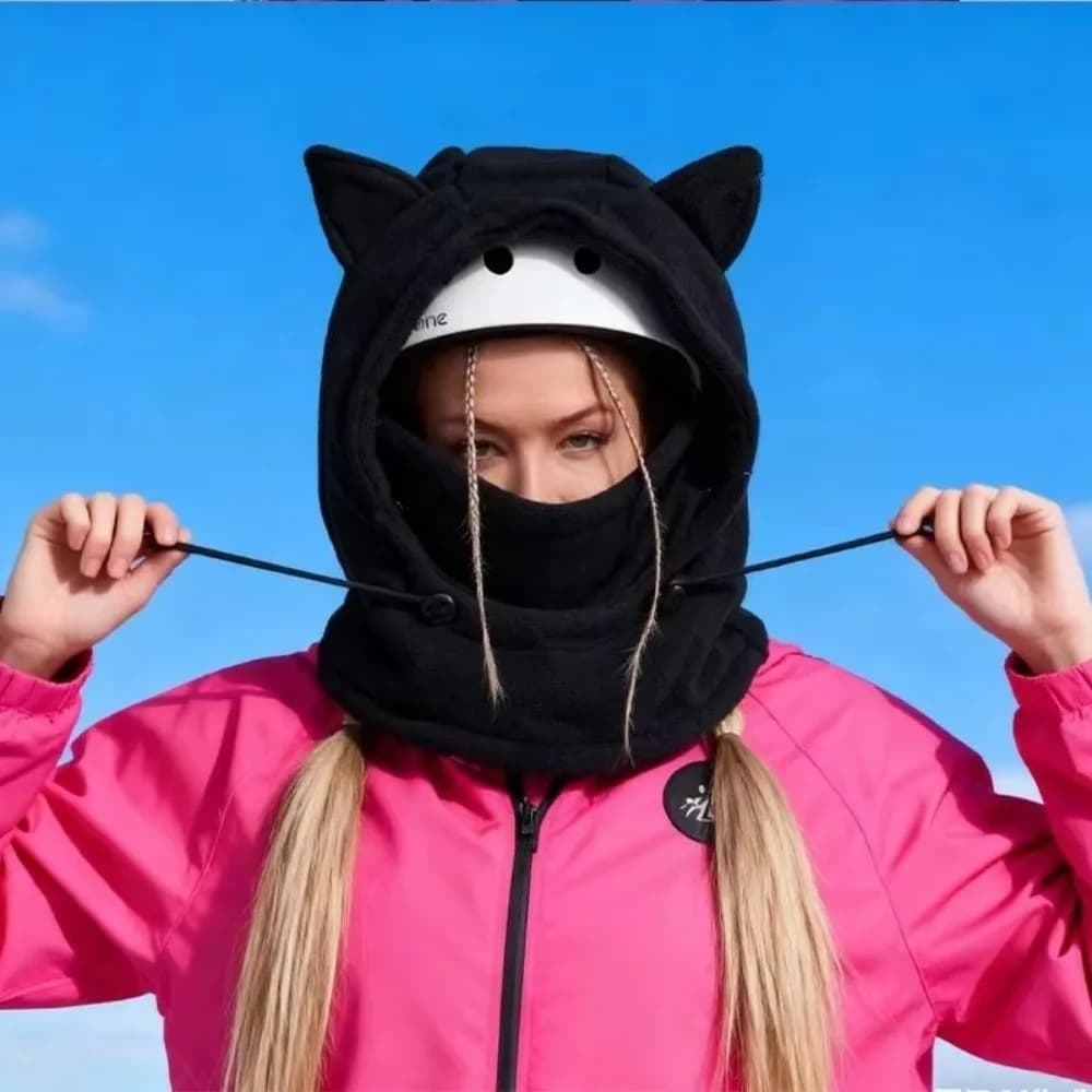 Cappello per casco da motociclista antivento Cappello da snowboard regolabile Cappello per sport all'aria aperta Protezione per le orecchie Maschera da sci spessa per donna Uomo