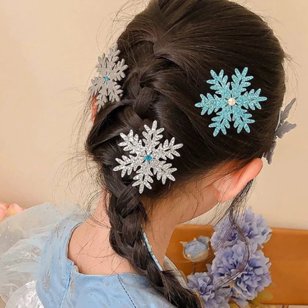 2 pieces new princess snowflake girls beautiful hairdressers hair clips soft hair accessories