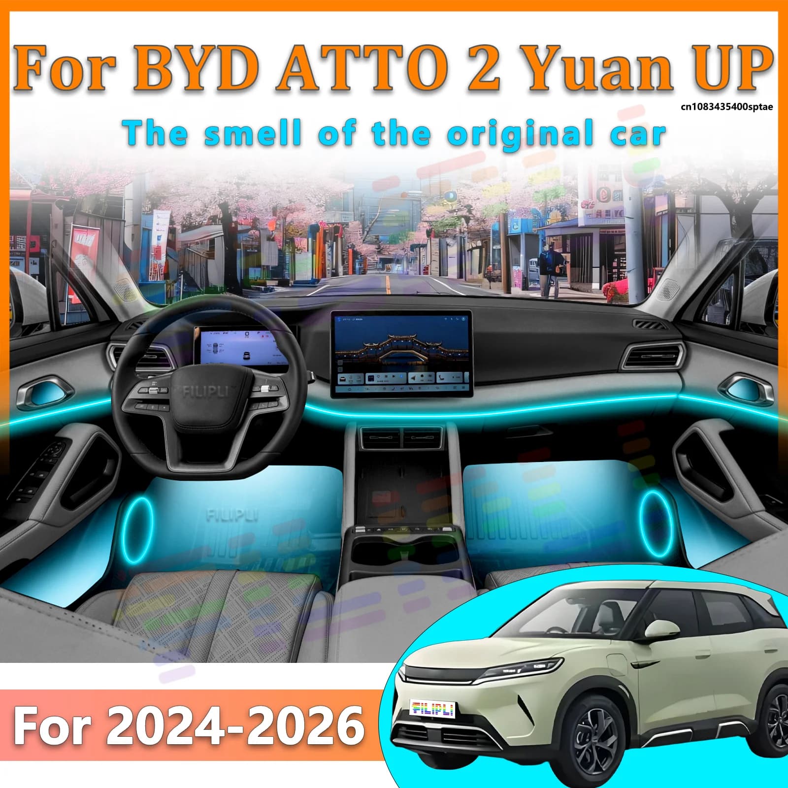High Range Indoor LED Lighting for BYD ATTO2 Yuan UP 2024-2026, 64 Colors, Intelligent Control via App, Hidden Layout