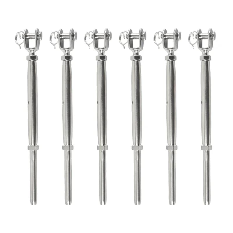 Kit ringhiera per cavi in acciaio inossidabile 316 di grado marino da 6 pezzi - Terminale forcella tenditore per perno oscillante a mascella per fune metallica da 1/8 '' 3 mm