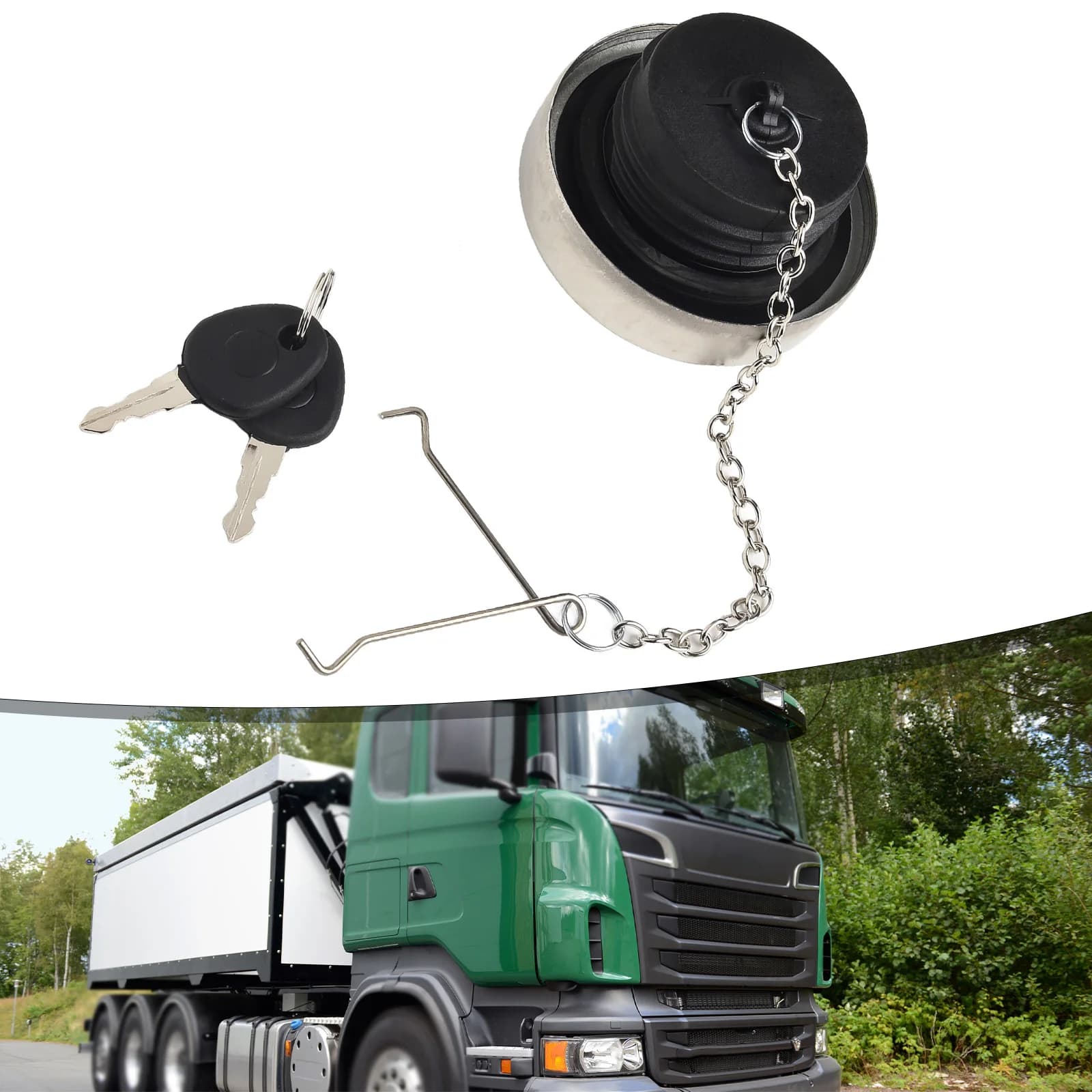 Tappo del serbatoio del carburante in plastica ABS resistente compatibile con i modelli di camion SCANIA con serrature sicure e catena attaccata