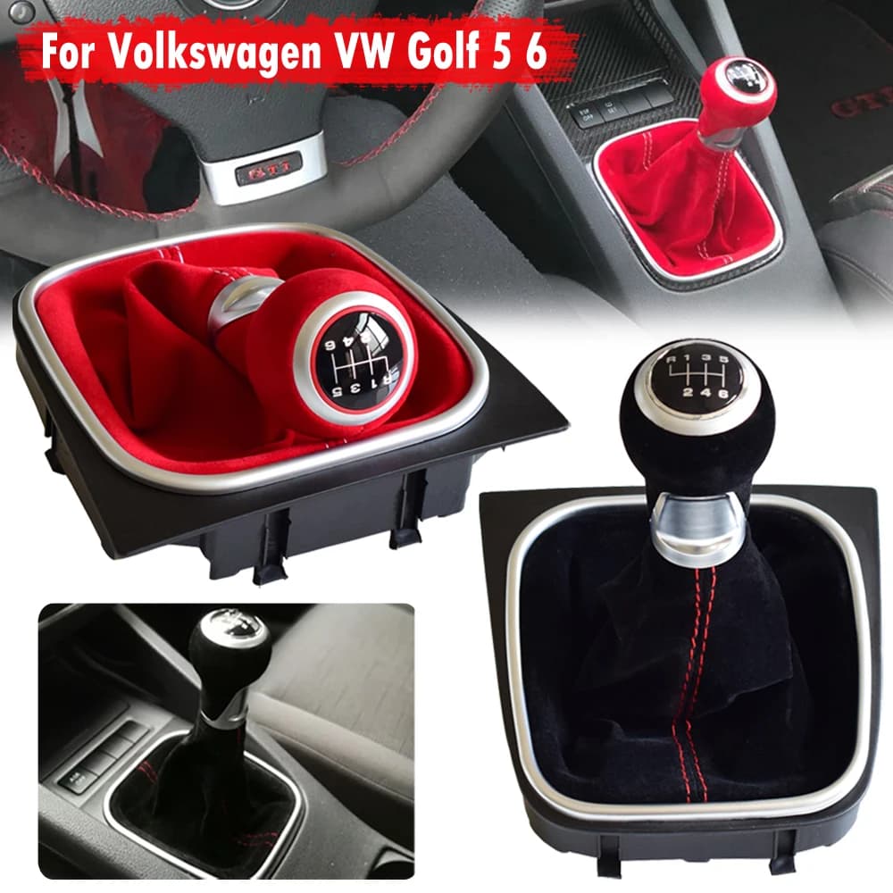 New 5/6 Speed Suede Leather Complete Gear Shift Knob boot cover Gaiter For Volkswagen VW Golf 5 6 MK5 MK6 R32 GTI 2004-2009