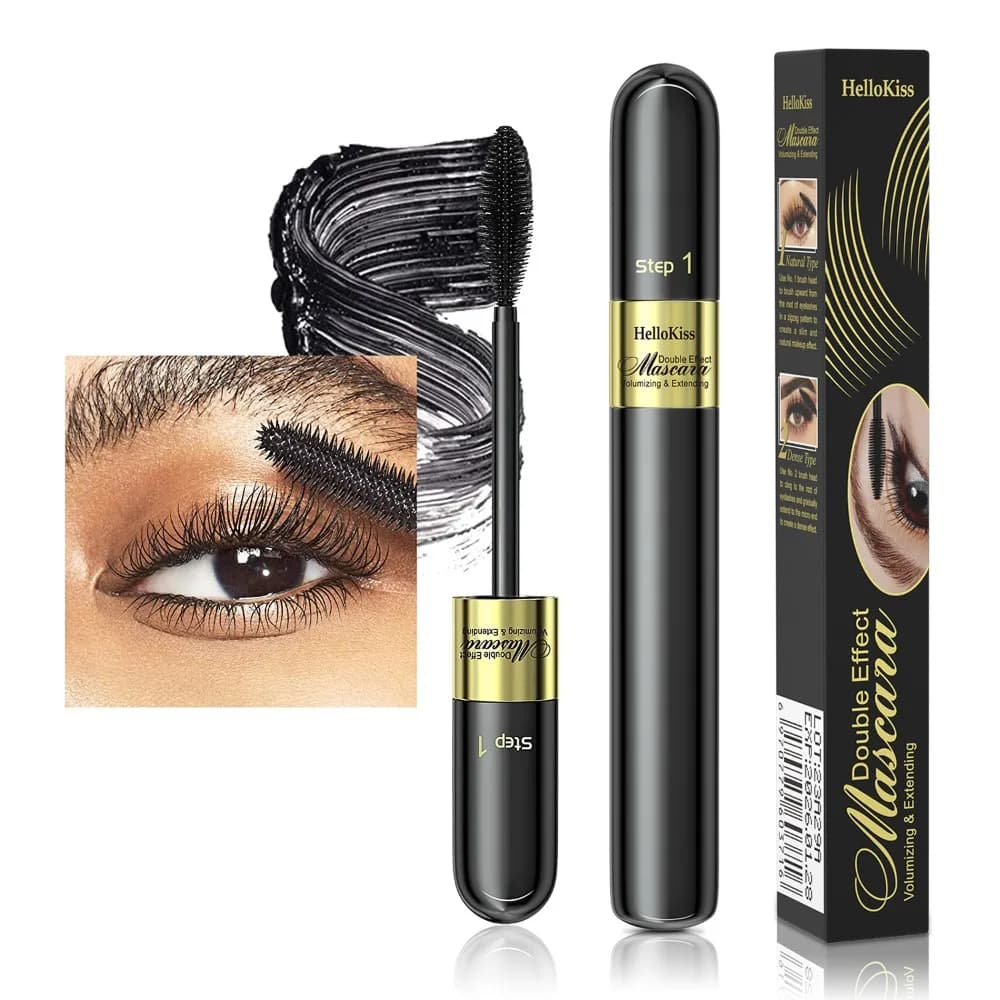 4D Luxury Mascara Formula 2 in 1 Extension, Moisturizing and Incurvant Waterproof Fast Drying Resistant to Party and Appointments