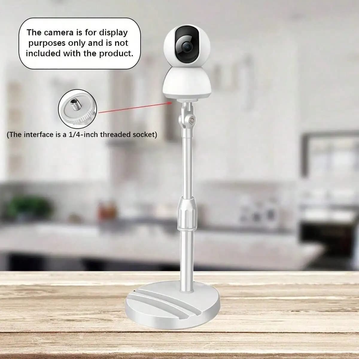 Adjustable table support for surveillance cameras, also suitable for security cameras and monitors