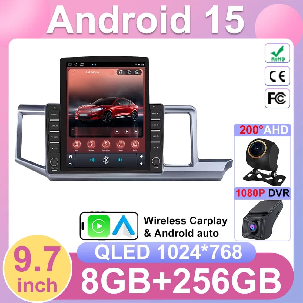 Dash Cam 9.7" 5G Wifi BT ad Alte Prestazioni per Honda Stepwgn Stepwagon 2009-2015, Lettore Multimediale con GPS e Carplay, Navigazione 2din