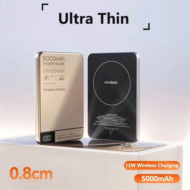 Power Bank wireless magnetico 10000mAh Powerbank a ricarica rapida in lega ultra sottile per iPhone 16 Caricatore a induzione portatile Samsung