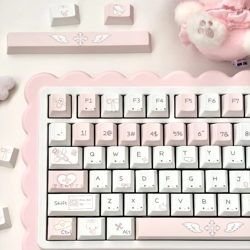 Kitten Theme Keycaps Set PBT Cherry Profile Sublimation Custom Original Handmade Keycap for Mechanical Keyboard Accessories DIY