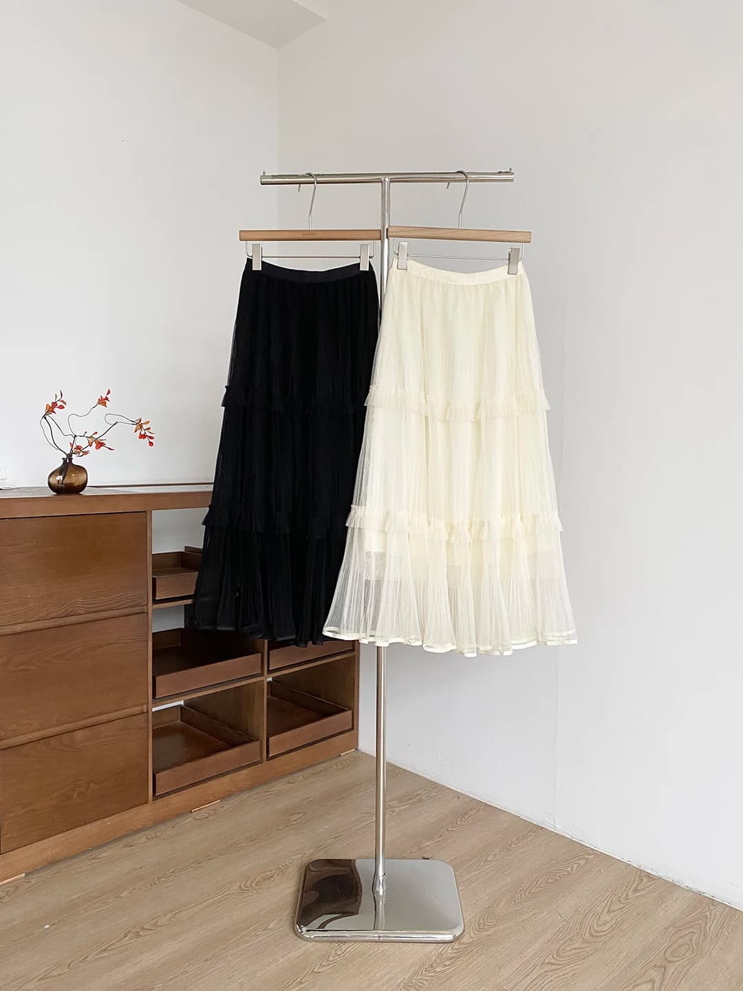 Elegante Gonna a Rete Monocolore Effetto Vento, Versatile e Semplice, Vestito Lungo da Donna per il Lavoro, Gonna a Vita Alta a Trapezio in Fibra di Poliestere