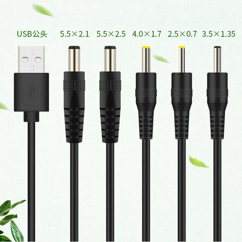 1M 5V 2A USB A Male A DC 55*21 55*25 4*1.7 3.5*1.35 2.5*0.7 MM Jack plug extension cable USB connector HUB