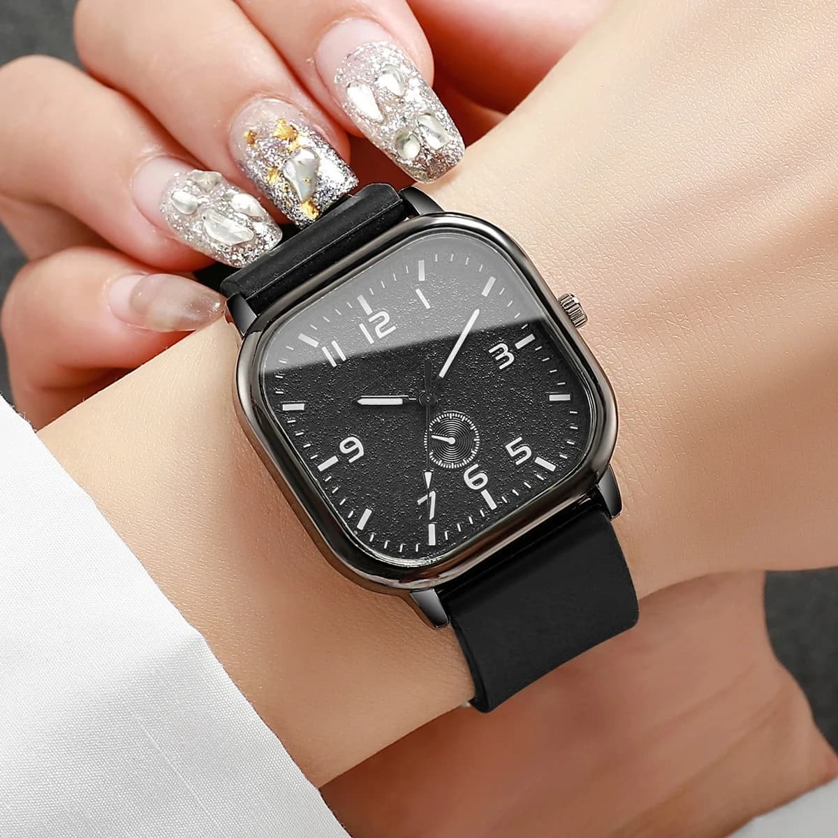 Orologio da Polso Quadrato alla Moda per Donna, Cinturino in Silicone, Orologio al Quarzo Casual per Uomo, Donna e Studenti, Regalo di Lusso
