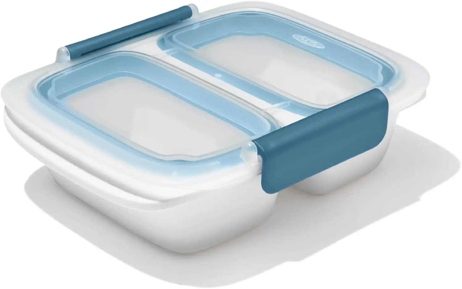 Contenitore per Alimenti Diviso in 2 Scomparti con Coperchio Ermetico, Blu Oceano - Ideale per Preparazione Pasti e Conservazione in Movimento