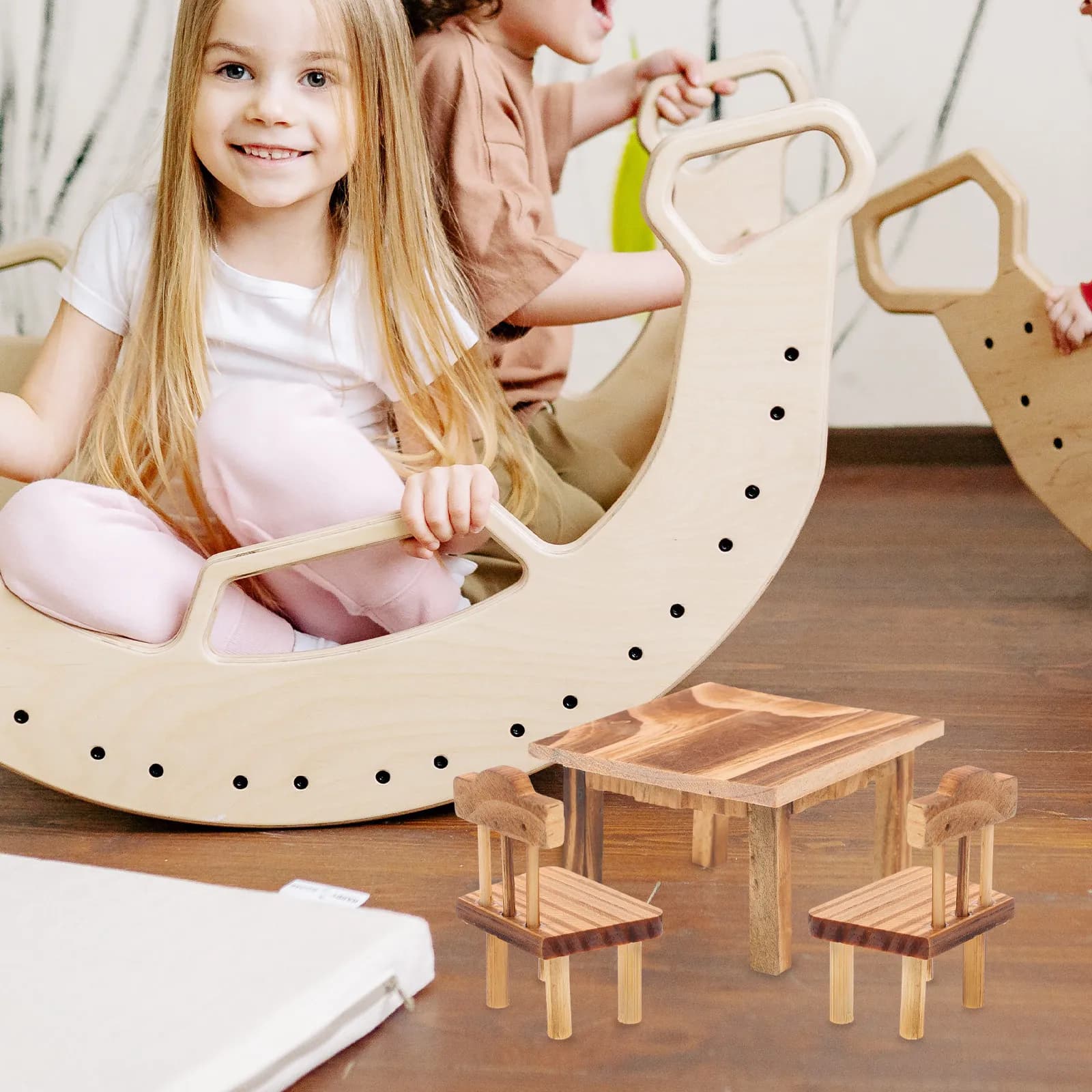 Set di Mobili in Miniatura in Legno, Decorazioni Retrò per Casa, Scrivania e Sedia in Miniatura, Ornamenti Tradizionali Cinesi Educativi