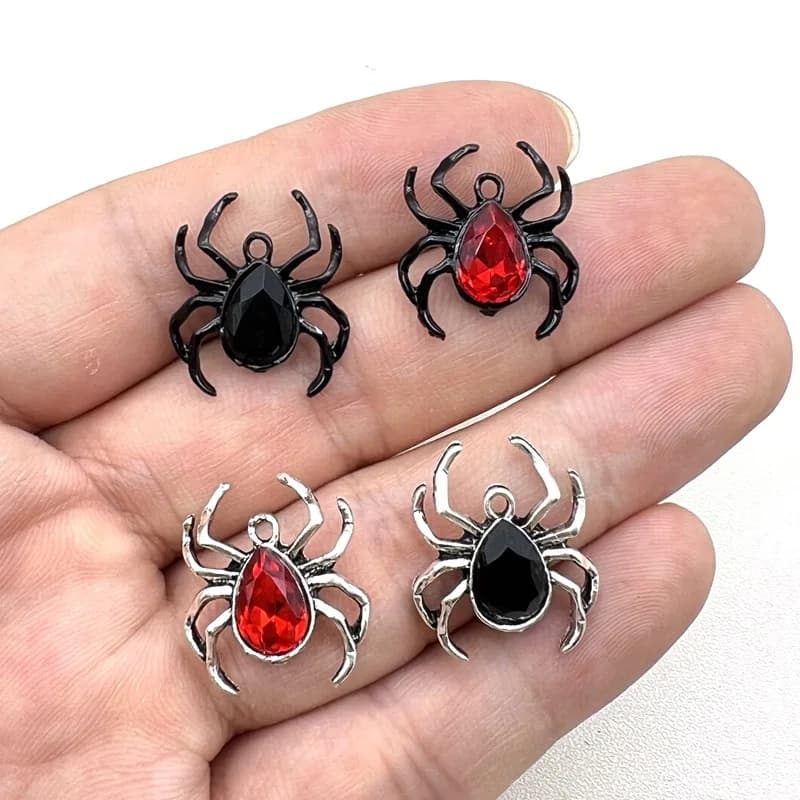 100PC/lot crystal spider Pendant Charm vintage dangle charms 19x21mm Fit For Bracelet Necklace keychain jewelrys making