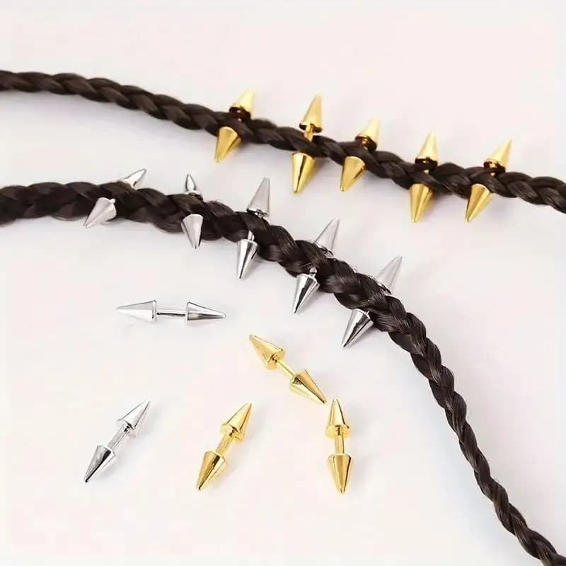 5pcs Set clip per capelli a punti Punk Hip-hop Rock Style Ornamenti per capelli Bordo Buns per capelli Clip Dreadlock Cravatte per capelli Anelli di fissazione