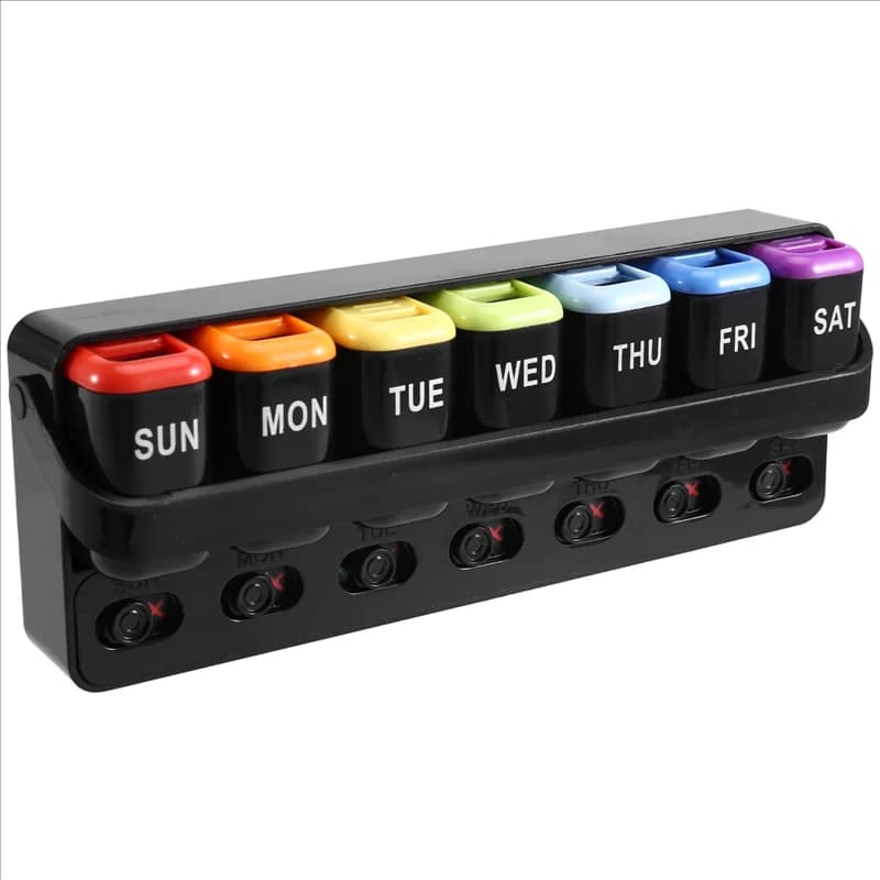diOFF-SHELF di Weekly organizer of pills: once a day, portable pill holder for vitamins, fish oil/supplements, medicine reminder