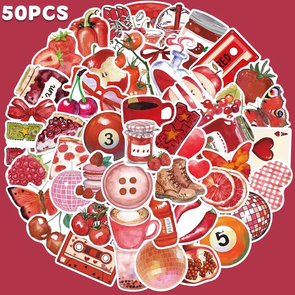 50 pcs sticker centerpiece cherry fashion funny decal decal for phone laptop wallet scrapbook sticker decoration guitar