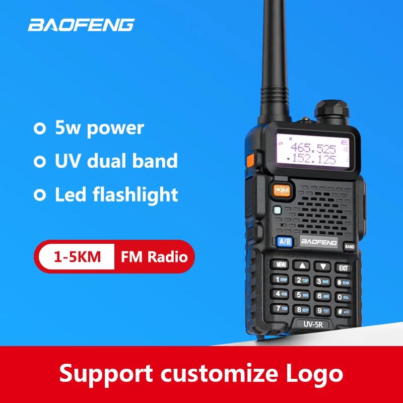 Ricetrasmettitore Baofeng UV-5R, Radio FM Professionale a Doppia Banda, Transceiver Portatile Civile per Uso Esterno e Veicolare