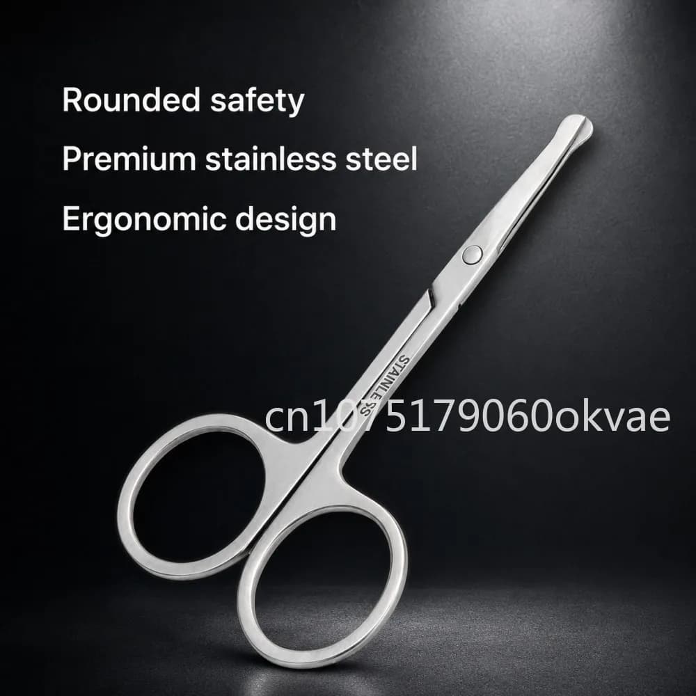 Professional Nose Hair Scissors Stainless Steel Safety Round Tip Trimmer for Eyebrow Beard Facial Hair Grooming Beauty Tool