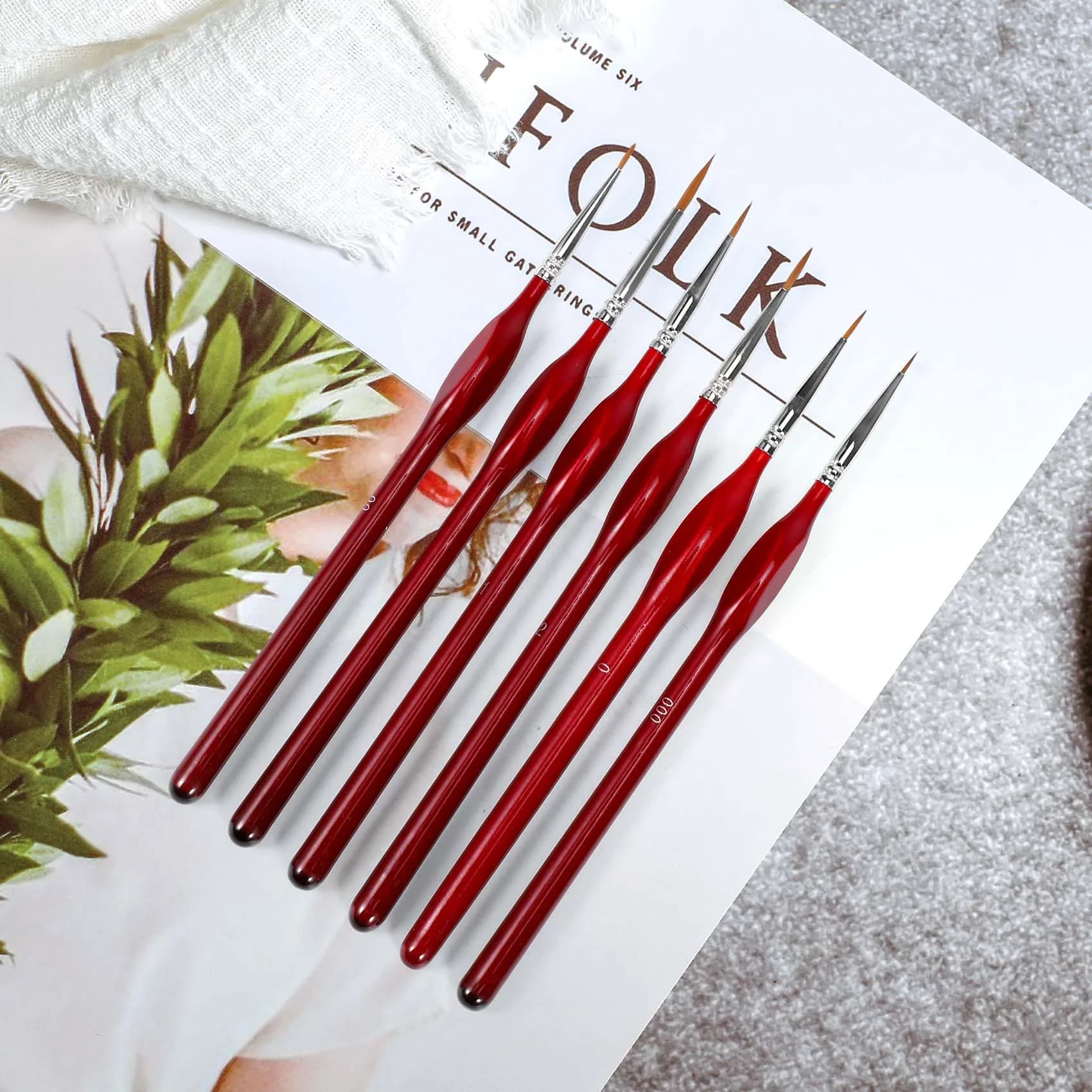 New 6-Piece Fine Paintbrushes - Detail Paint Brush Set - For Acrylic, Watercolor, Oil