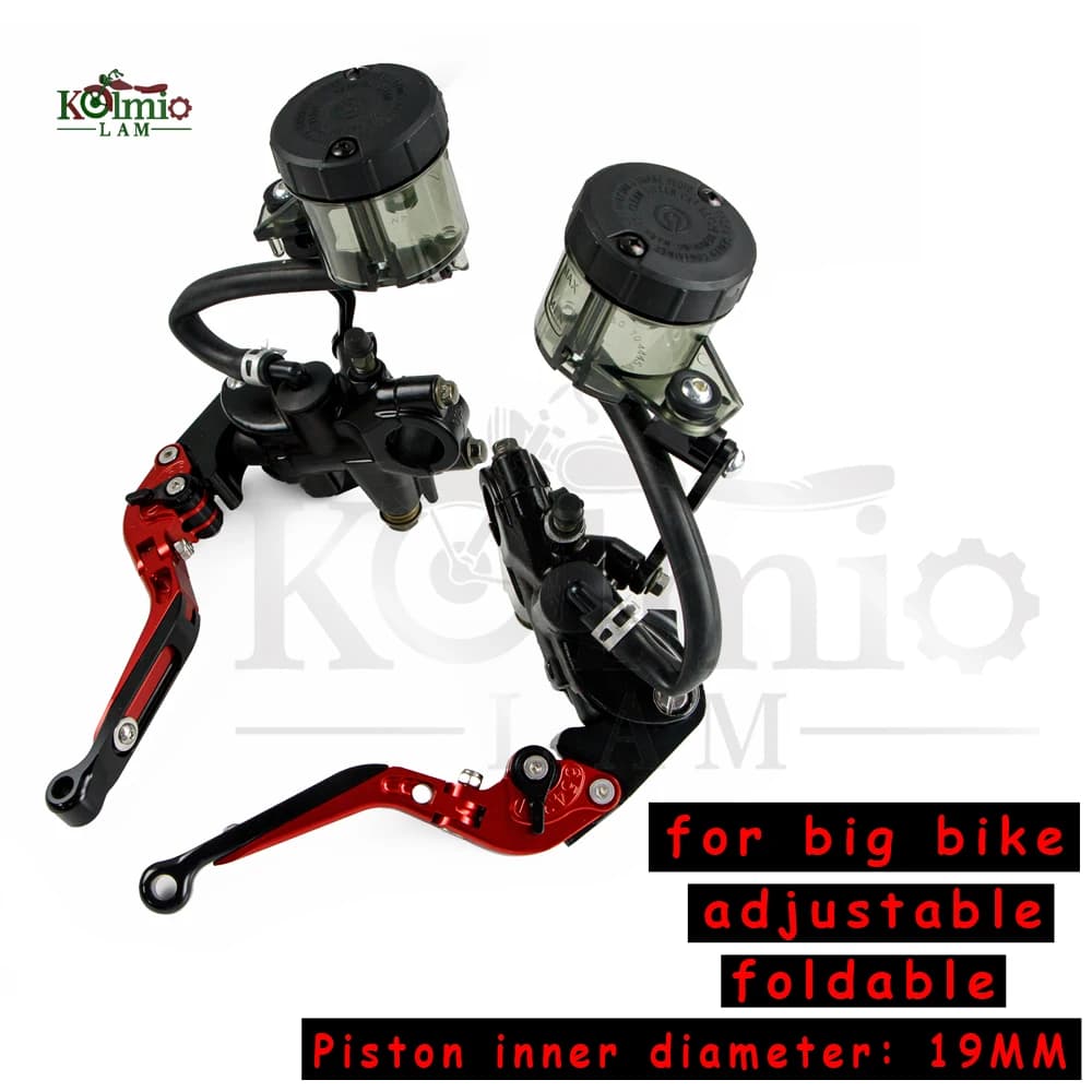 Set Pompa Freno Idraulica e Frizione con Leva Manubrio Moto 7/8'' 22cm M10 per Moto di Grandi Dimensioni