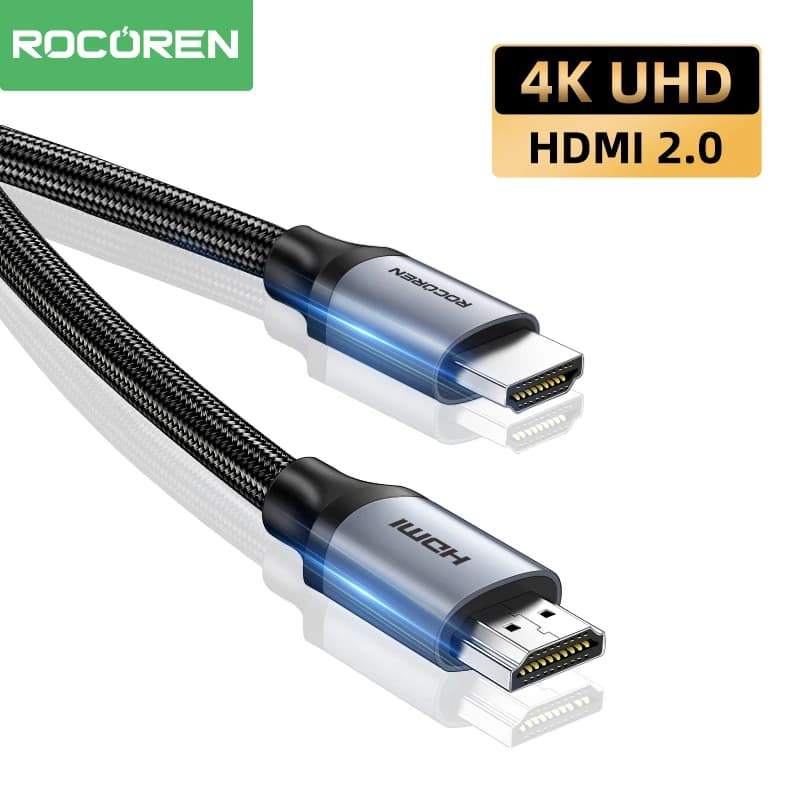 Rocoren 4K HDMI Cable High Speed 4K@60HZ 2K@144HZ 18Gbps Male to Male HDMI 2.0 Cable For PS5/PS4 Xbox Fire TV Compatible with PC