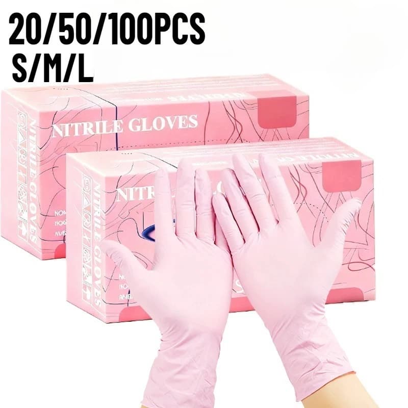 20/50/100 Pezzi Guanti Monouso in Nitrile Rosa Chiaro per Bagno Animali, Pulizia Cucina, Igiene, Ricamo, Bellezza, Strumenti per Parrucchieri